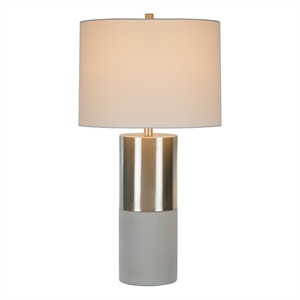 29 Inch Table Lamp- Set of 2- Metal- Concrete- Gray and Chrome Finish