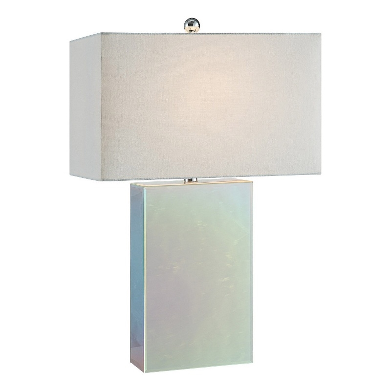 26 Inch Table Lamp- Rectangular Stand- Set of 2- Glass- Multitone White