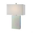 26 Inch Table Lamp- Rectangular Stand- Set of 2- Glass- Multitone White
