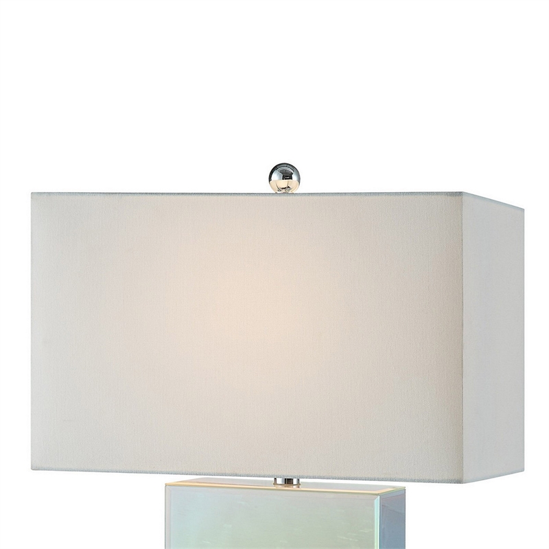 26 Inch Table Lamp- Rectangular Stand- Set of 2- Glass- Multitone White