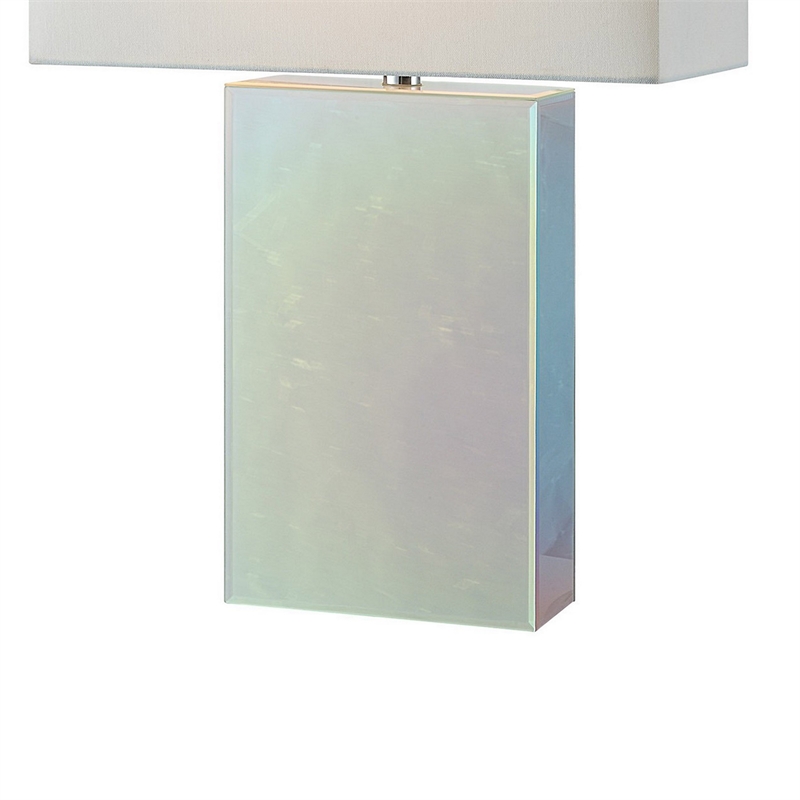 26 Inch Table Lamp- Rectangular Stand- Set of 2- Glass- Multitone White