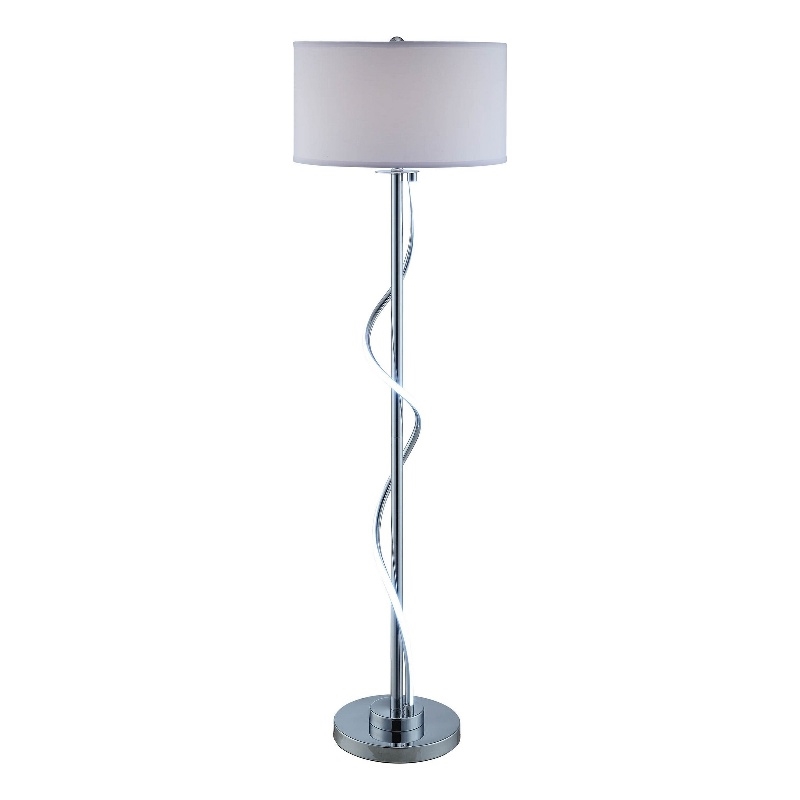 Jame 59 Inch Floor Lamp- Drum Shade- Accent Round Metal Base- Chrome