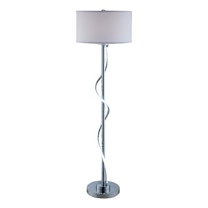 Jame 59 Inch Floor Lamp- Drum Shade- Accent Round Metal Base- Chrome