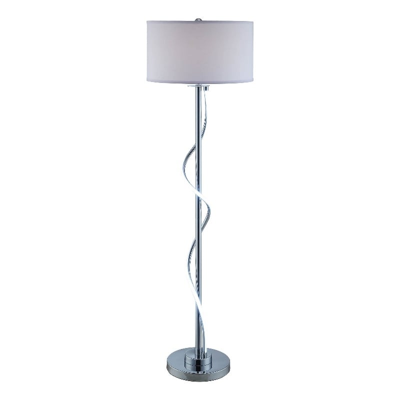 Jame 59 Inch Floor Lamp- Drum Shade- Accent Round Metal Base- Chrome