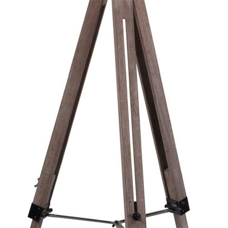 55 Inch Floor Lamp with Tripod Style Wood Frame- Spotlight- Brown and Black