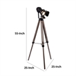 55 Inch Floor Lamp with Tripod Style Wood Frame- Spotlight- Brown and Black