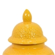 Bryan 18 Inch Ceramic Temple Jar- Geometric Print- Finial Top- Yellow