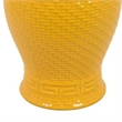 Bryan 18 Inch Ceramic Temple Jar- Geometric Print- Finial Top- Yellow