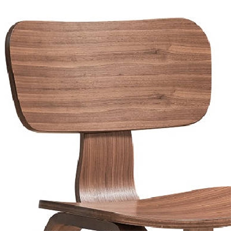 Aon 22 Inch Side Dining Chair Set of 2- Curved Back- Wood- Walnut Brown