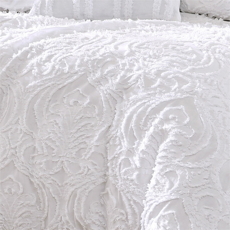 Kile Modern 6 Piece King Size Duvet Comforter Set- White Medallion Pattern