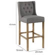 Wooden Barstool with Padded Seat- Wing Back- Set of 2- Gray and Brown