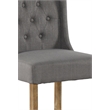 Wooden Barstool with Padded Seat- Wing Back- Set of 2- Gray and Brown