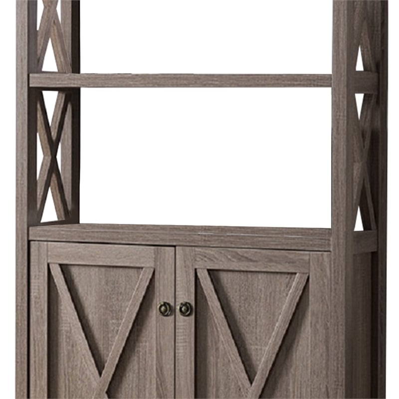 Wooden File Cabinet With 'X' Shaped Cutout Side Panel- Dark Taupe Brown