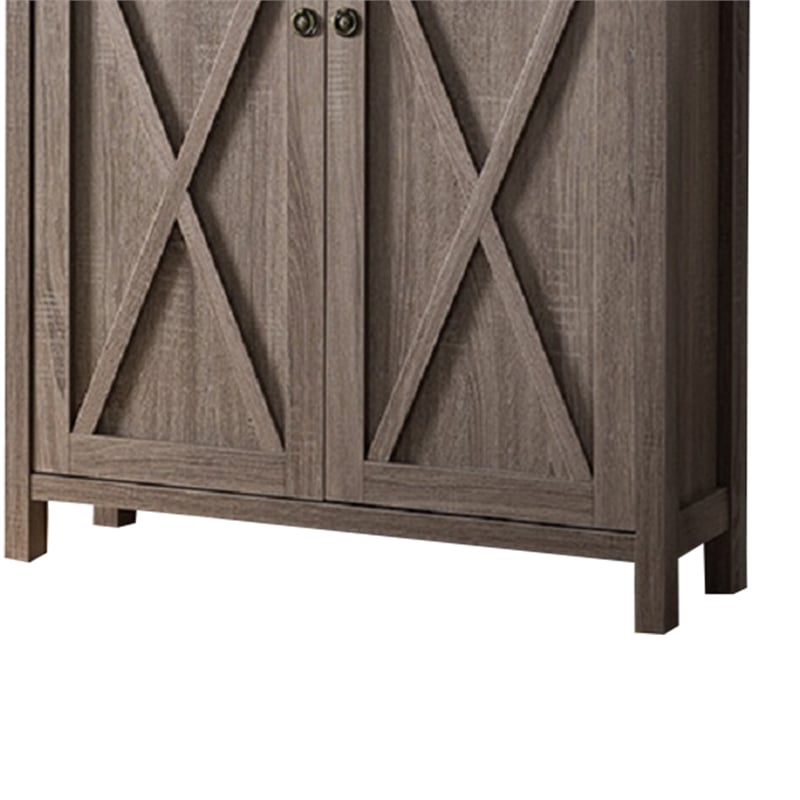 Wooden File Cabinet With 'X' Shaped Cutout Side Panel- Dark Taupe Brown