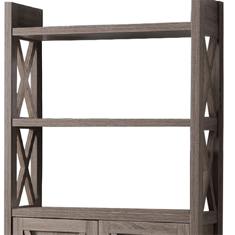 Wooden File Cabinet With 'X' Shaped Cutout Side Panel- Dark Taupe Brown