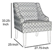 Wooden Fabric Upholstered Accent Chair with Swooping Armrests- Multicolor