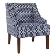 Wooden Fabric Upholstered Accent Chair with Swooping Armrests- Multicolor