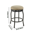 Metal Counter Stool with Swivelling Fabric Padded Seat- Beige and Black