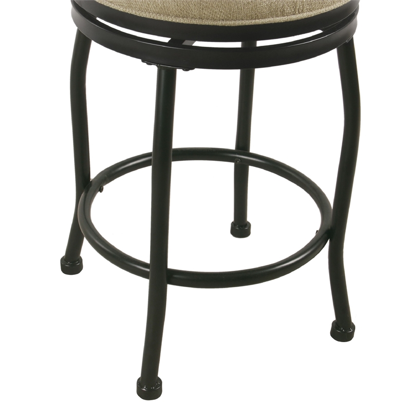 Metal Counter Stool with Swivelling Fabric Padded Seat- Beige and Black