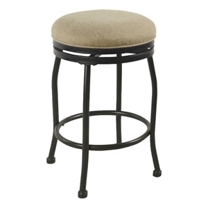 Metal Counter Stool with Swivelling Fabric Padded Seat- Beige and Black