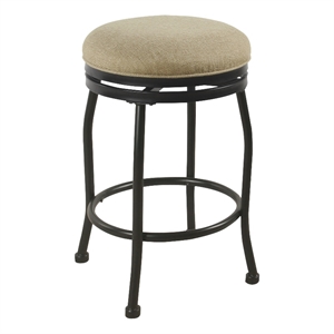 Metal Counter Stool with Swivelling Fabric Padded Seat- Beige and Black