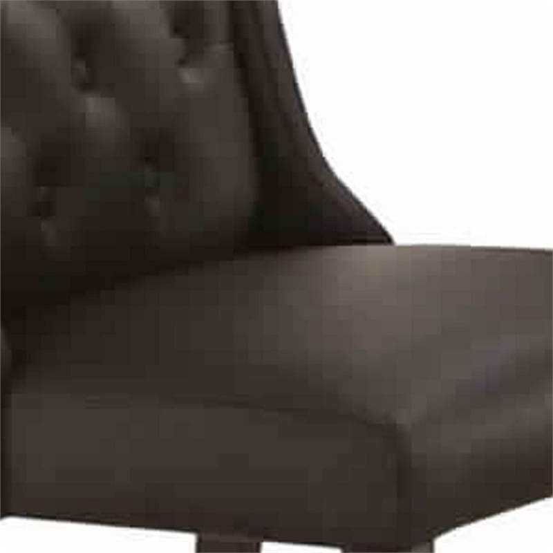 Button Tufted Royal Dining Chair- Set Of 2- Dark Brown