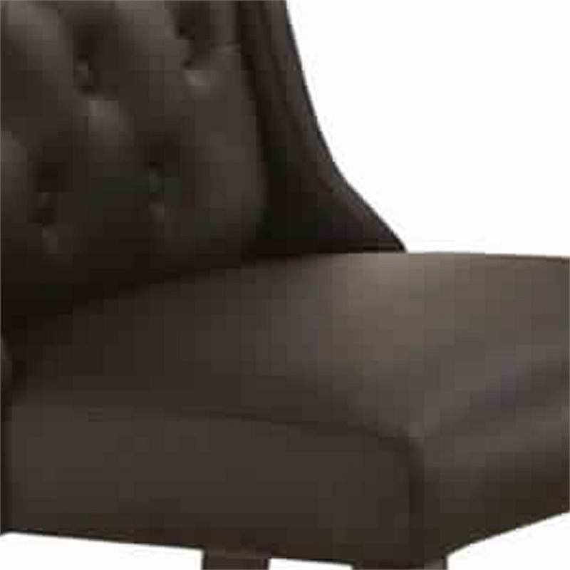 Button Tufted Royal Dining Chair- Set Of 2- Dark Brown