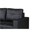 85 Inch Convertible Sofa- Foam Cushions- Stitch Details- Black Faux Leather