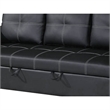 85 Inch Convertible Sofa- Foam Cushions- Stitch Details- Black Faux Leather