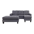 All In One Sectional With Ottoman And 2 Pillows In Gray