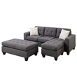 All In One Sectional With Ottoman And 2 Pillows In Gray