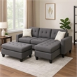 All In One Sectional With Ottoman And 2 Pillows In Gray