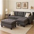 All In One Sectional With Ottoman And 2 Pillows In Gray