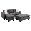 All In One Sectional With Ottoman And 2 Pillows In Gray