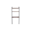 Industrial 3 Tier Mango Wood Ladder Storage Wall Shelf with Tubular Frame- Black