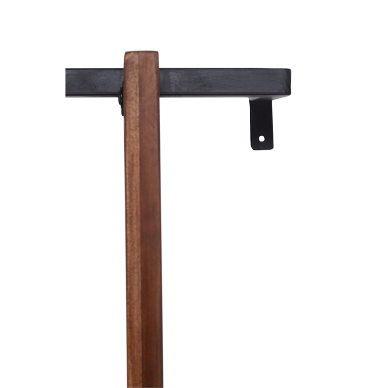 Industrial 3 Tier Mango Wood Ladder Storage Wall Shelf with Tubular Frame- Black