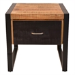 24 Inch Single Drawer Mango Wood Bedside Table- Iron Sled Style Base- Brown