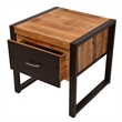 24 Inch Single Drawer Mango Wood Bedside Table- Iron Sled Style Base- Brown