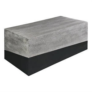 45 Inch Rectangular Mango Wood Coffee Table- Iron Base- Washed White and Black