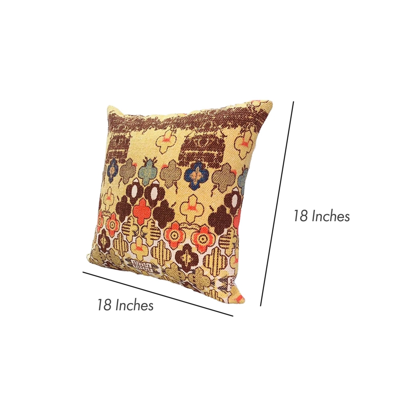 18 x 18 Square Accent Pillows- Printed Quatrefoil Design- Set of 2- Multicolor