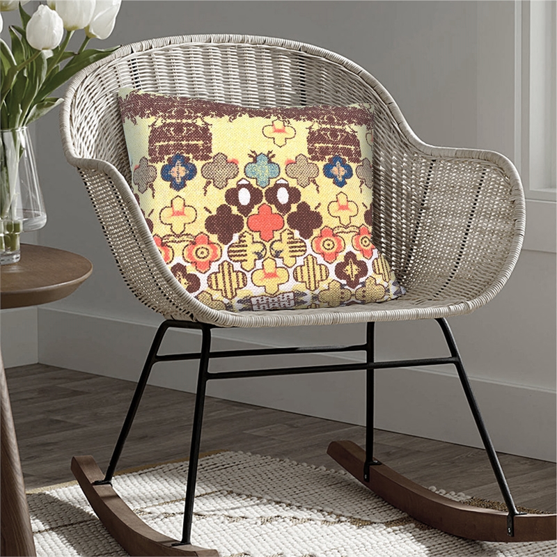 18 x 18 Square Accent Pillows- Printed Quatrefoil Design- Set of 2- Multicolor