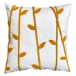 17 x 17 Inch Square Cotton Accent Throw Pillow- Leaf Embroidery- Set of 2- White