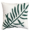 17 x 17 Inch Square Cotton Accent Throw Pillow- Leaf Embroidery- Set of 2- White