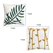 17 x 17 Inch Square Cotton Accent Throw Pillow- Leaf Embroidery- Set of 2- White
