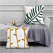 17 x 17 Inch Square Cotton Accent Throw Pillow- Leaf Embroidery- Set of 2- White