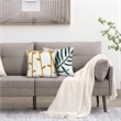 17 x 17 Inch Square Cotton Accent Throw Pillow- Leaf Embroidery- Set of 2- White