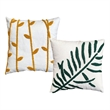 17 x 17 Inch Square Cotton Accent Throw Pillow- Leaf Embroidery- Set of 2- White