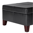 Leatherette Upholstered Wooden Ottoman With Hinged Storage- Black and Brown