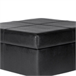 Leatherette Upholstered Wooden Ottoman With Hinged Storage- Black and Brown