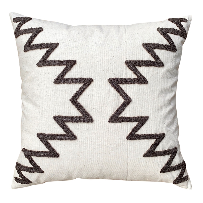 17 x 17 Inch Square Cotton Accent Throw Pillows- Aztec Embroidery- Set of 2